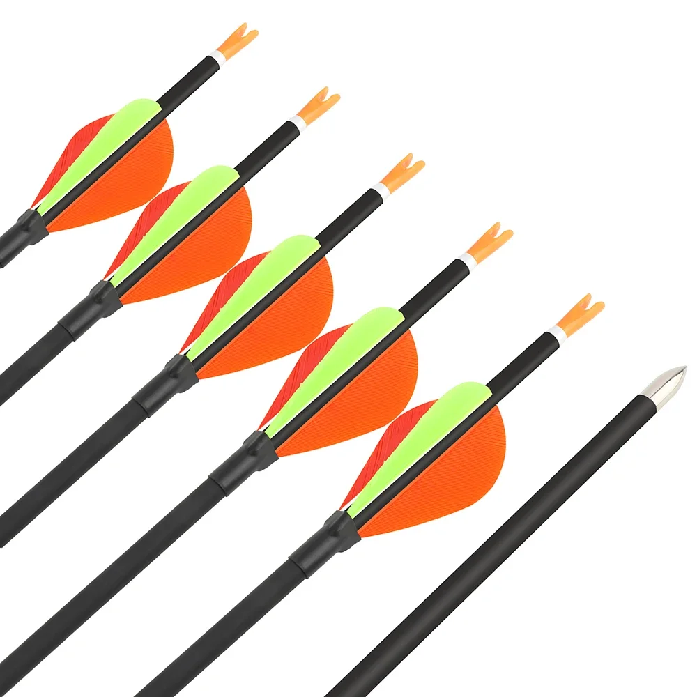 12pcs Archery Pure Carbon Arrows Water-drop Turkey Feather ID 4.2mm Spine 700/800/900/1000 for Bow Shooting Hunting Training